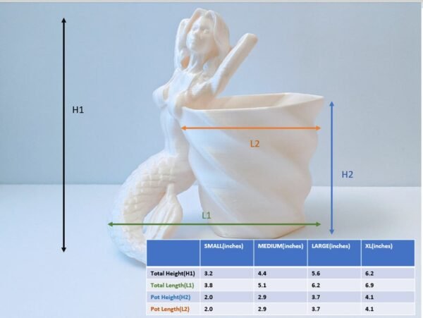 Mermaid Flower Pot 3d Printed