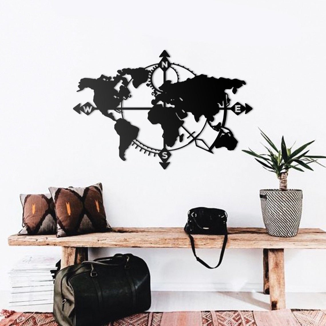 Metal World Map Decorative Wall Panel& World Map Wall Hanging | Hencely  Home Decor
