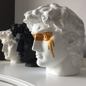 Desk Sculpture David Statue Head Planter Pen Holder