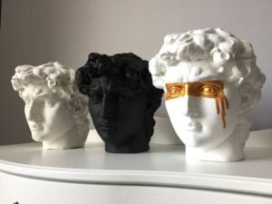 Desk Sculpture David Statue Head Planter Pen Holder