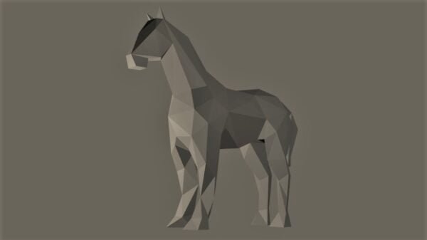 Low Poly Horse Sculpture Figurine