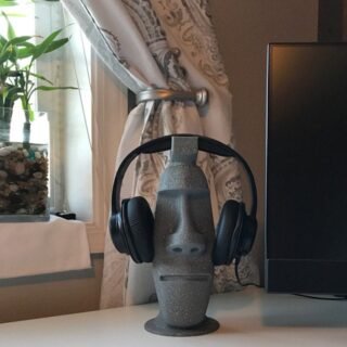 Easter Island Moai Statue Headphone Rack Pacific / Polynesian Archipelago-Themed Headset Hanger Stand