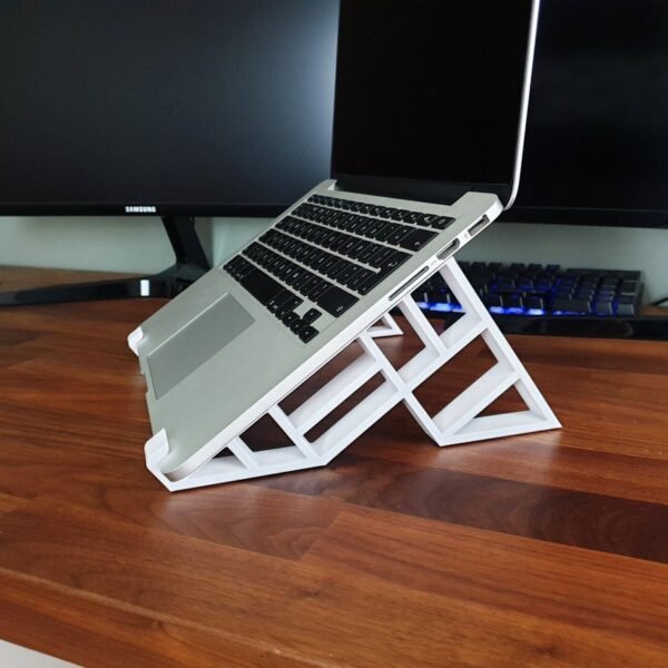 3D Printed Geometric Laptop Macbook Stand Mount Dock Multiple Colours Non-Slip Rubber Feet Storage Accessory