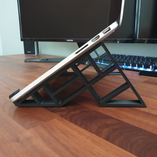3D Printed Geometric Laptop Macbook Stand Mount Dock Multiple Colours Non-Slip Rubber Feet Storage Accessory