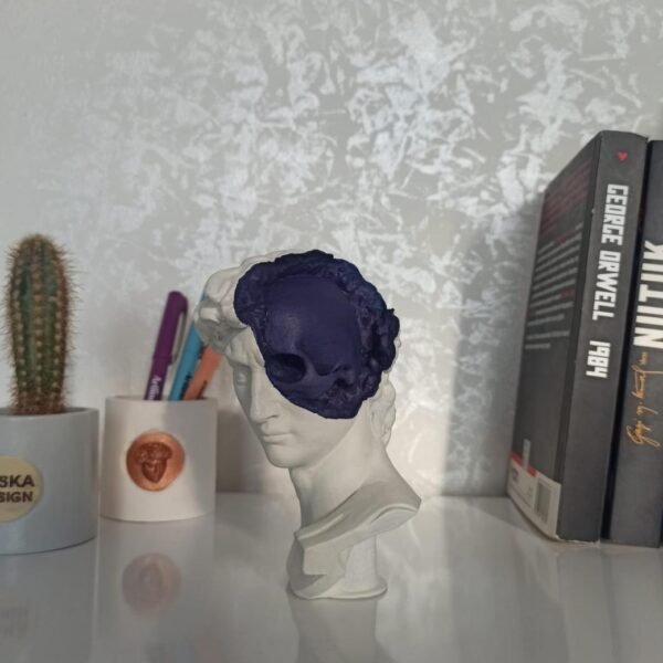 David's Mind David Skull Head 3d printed David Statue Blue