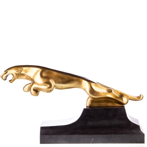 Jumping Jaguar Bronze Figure Polished Art Deco
