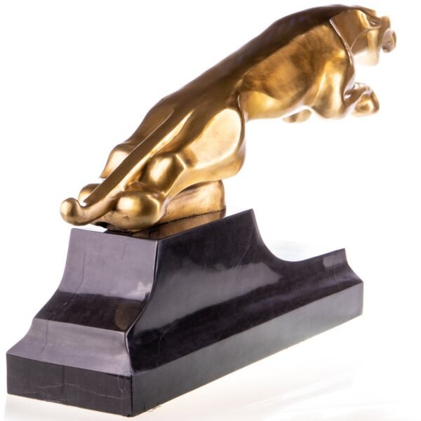 Jumping Jaguar Bronze Figure Polished Art Deco