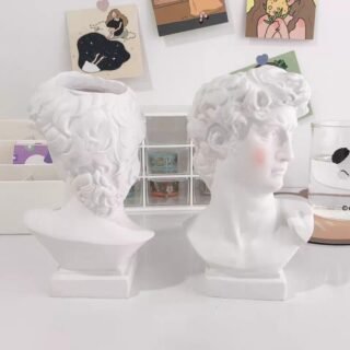 Statue Head David Sculpture Resin Pen Holder Desk Organizer Makeup Brush Flower Pot Vase Gift for Mom
