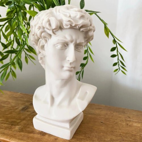 Michelangelo Statue David Head Bust Planter Vase