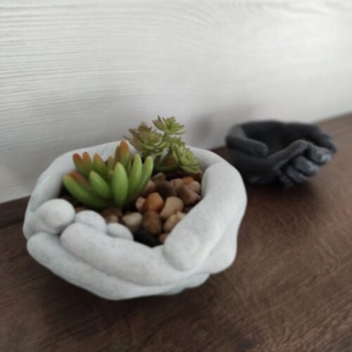 Cupped Hands Plant Pot with Drainage Holes - Hand Bowl - Storage Tray - Organizer - Hands Planter - Jewelry Holder