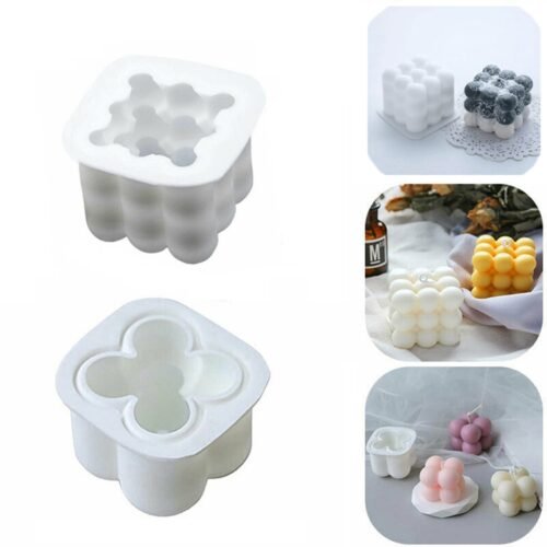 Cube Buble Candle Mould For making Wax Candle. 3D Silicone Moulds Soy Cube Shaped Ball Mold For Handmade Soap Wax Candle