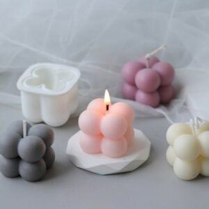 Cube Buble Candle Mould For making Wax Candle. 3D Silicone Moulds Soy Cube Shaped Ball Mold For Handmade Soap Wax Candle