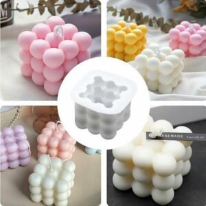 Cube Buble Candle Mould For making Wax Candle. 3D Silicone Moulds Soy Cube Shaped Ball Mold For Handmade Soap Wax Candle