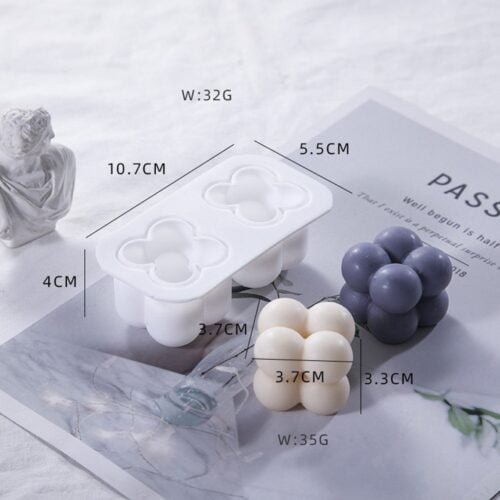Cube Buble Candle Mould For making Wax Candle. 3D Silicone Moulds Soy Cube Shaped Ball Mold For Handmade Soap Wax Candle