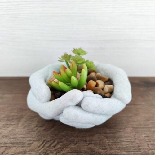 Cupped Hands Plant Pot with Drainage Holes - Hand Bowl - Storage Tray - Organizer - Hands Planter - Jewelry Holder