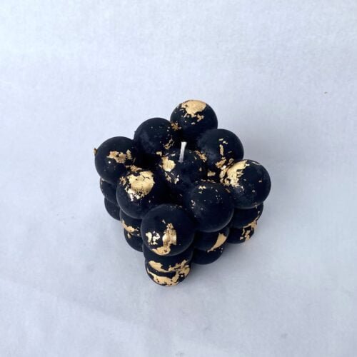 Bubble cube candle, Handmade Candle Decorated with Gold Flakes