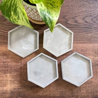 Concrete Hexagon Coasters Jewelry Dish