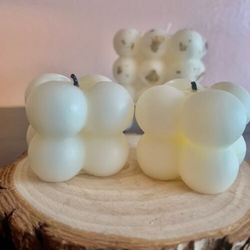 Small Bubble Cube Candle Handmade with Natural Soy Wax