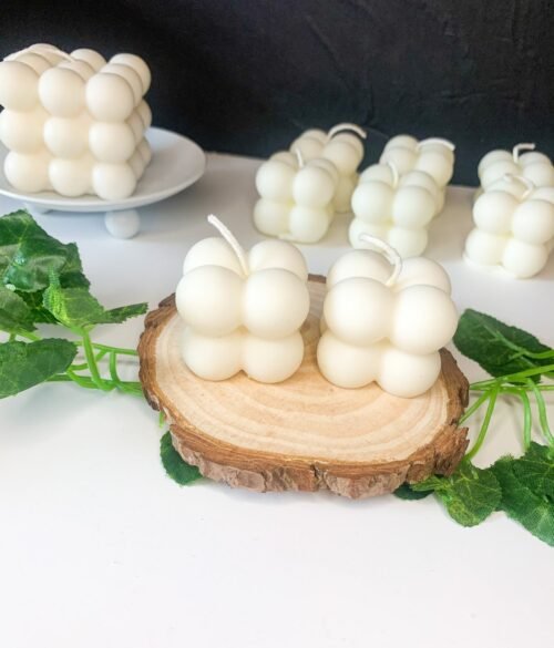 Small Bubble Cube Candle Handmade with Natural Soy Wax