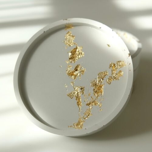 Round Gold Flake Cement Coaster