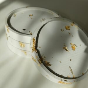 Round Gold Flake Cement Coaster