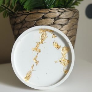 Round Gold Flake Cement Coaster