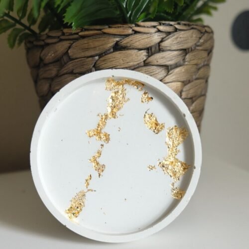 Round Gold Flake Cement Coaster