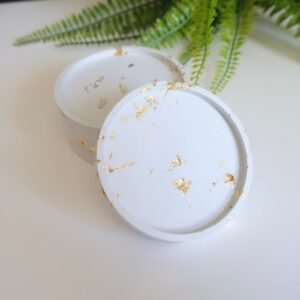 Round Gold Flake Cement Coaster