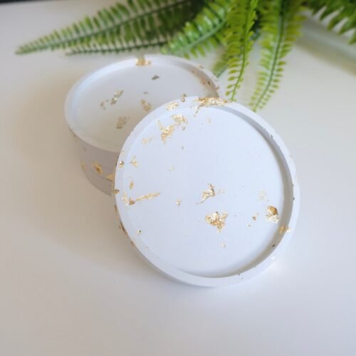 Round Gold Flake Cement Coaster