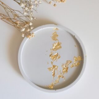 Round Gold Flake Cement Coaster