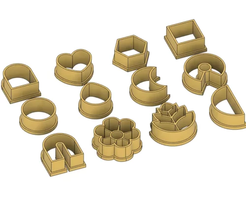 Minimalistic Earring Cutters Set Of 12, Simple Shapes Polymer Clay Cutters