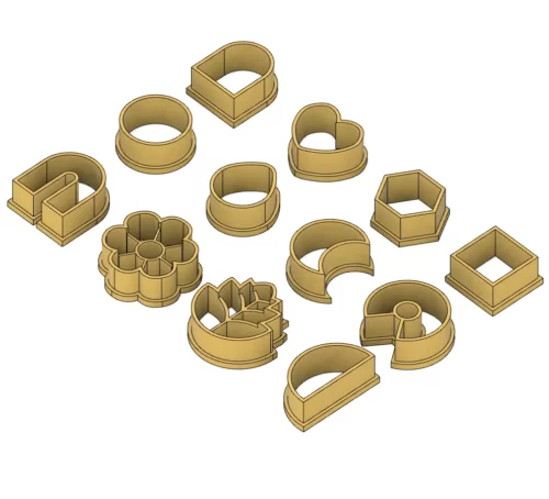 Minimalistic Earring Cutters Set Of 12, Simple Shapes Polymer Clay Cutters