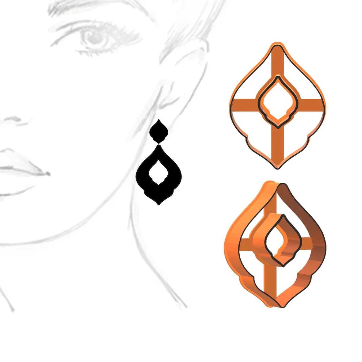 Doodle ring earrings jewelry set sketch vintage isolated