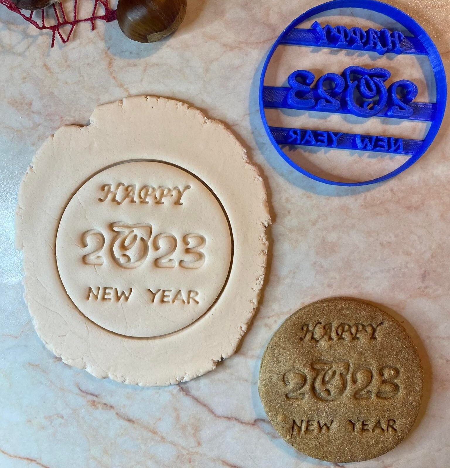 Happy New Year 2023 Cookie, Fondant, Clay Cutter