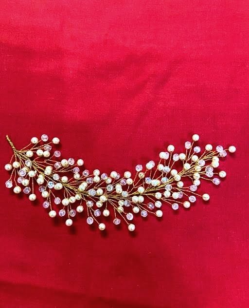 Pearl and stone hair brooch | hair accessories | wedding hair accessories –  Makers India