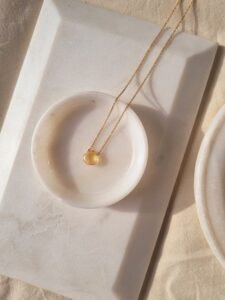 Natural Citrine Gemstone Necklace | 22K Gold-Plated Brass | Handcrafted Healing Crystal Jewelry | November Birthstone Pendant