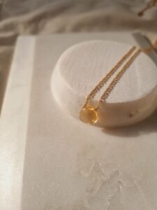 Natural Citrine Gemstone Necklace | 22K Gold-Plated Brass | Handcrafted Healing Crystal Jewelry | November Birthstone Pendant