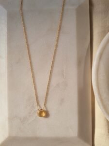 Natural Citrine Gemstone Necklace | 22K Gold-Plated Brass | Handcrafted Healing Crystal Jewelry | November Birthstone Pendant