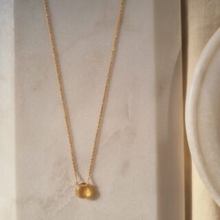 Natural Citrine Gemstone Necklace | 22K Gold-Plated Brass | Handcrafted Healing Crystal Jewelry | November Birthstone Pendant