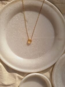 Natural Citrine Gemstone Necklace | 22K Gold-Plated Brass | Handcrafted Healing Crystal Jewelry | November Birthstone Pendant