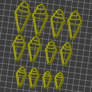 Ice Cream Cone Stamp Cutter Clay Embosser Set of 6