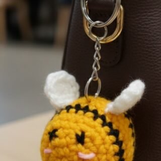 Handmade Crochet Bumble Bee Keychain