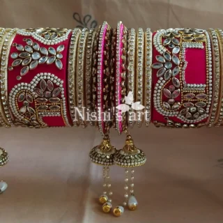 Royal Rani Pink Silk Thread Bridal Bangle Set
